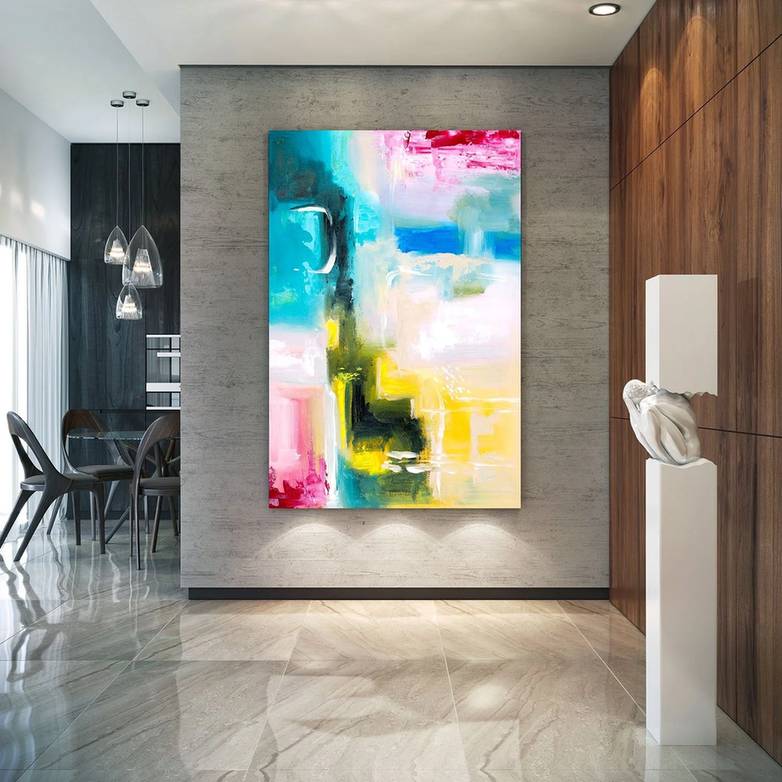 Abstract Handmade Hand-painted Modern Painting Colorful Abstract 9IGUB